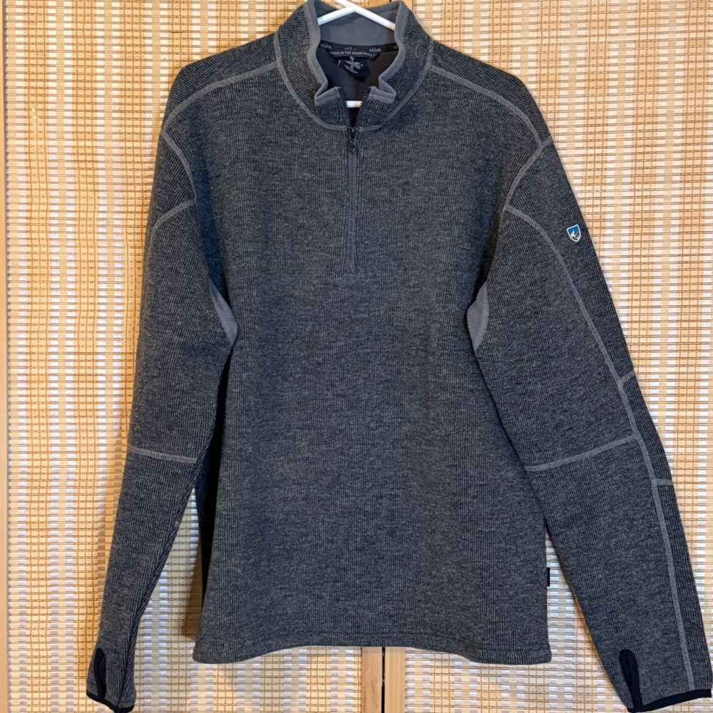 Kuhl Revel 1/4 Zip Sweater Mens XL Charcoal Gray ThermoKore Fleece Pullover